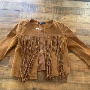 Brown Leather Fringe Cowboy Jacket